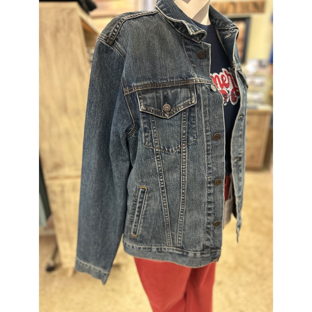1926 Classic Medium Wash Denim Jacket Button Front Jean Coat BlueSize M - Picture 2 of 6